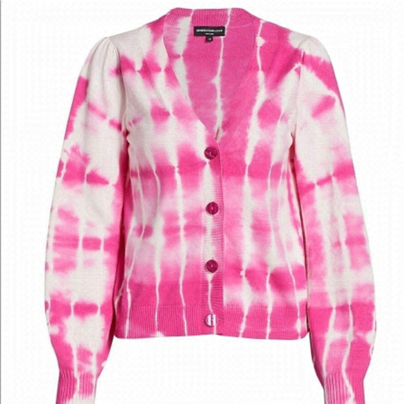 Coco Tie-dye Cardigan In Pink White Tie Dye - Picture 1 of 3